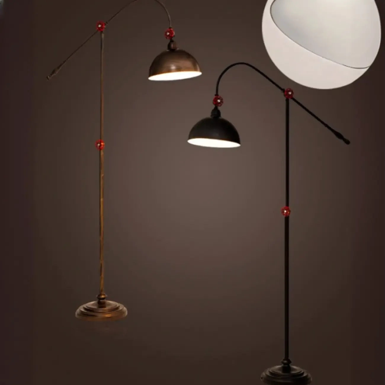 Rustic Industrial Adjustable Metal Floor Lamp with Dome Shade