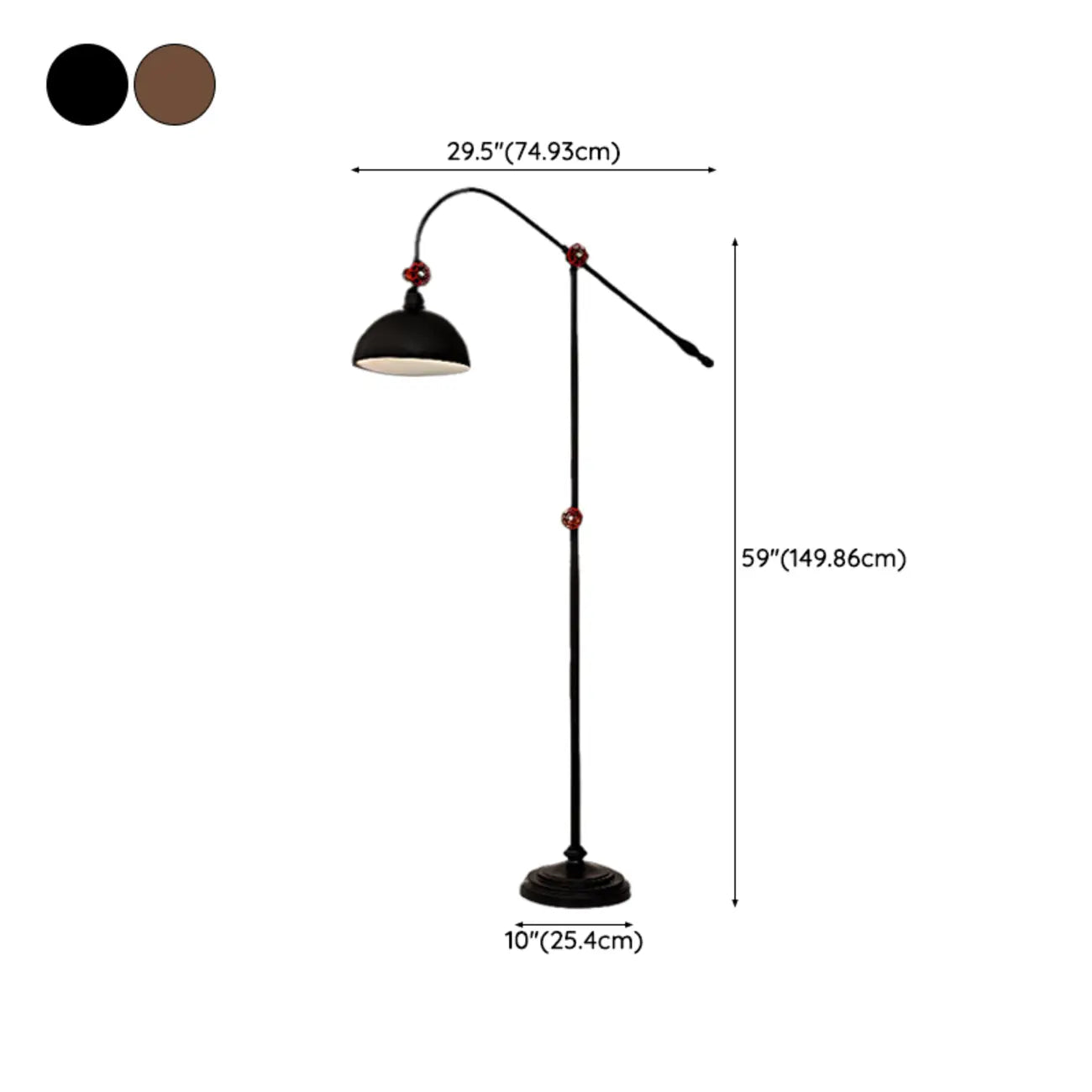 Rustic Industrial Adjustable Metal Floor Lamp with Dome Shade