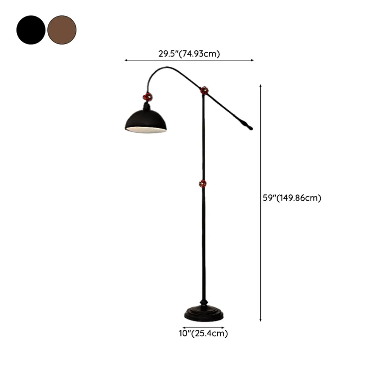 Rustic Industrial Adjustable Metal Floor Lamp with Dome Shade