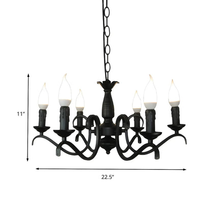 Industrial Black Metal Candelabra Chandelier