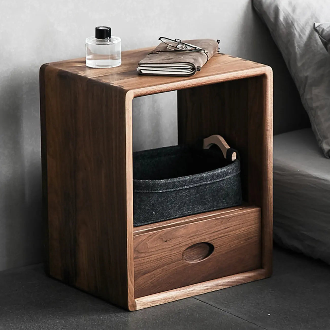 Nordic Minimalist Wood Storage Nightstand