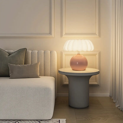 Pumpkin-Shape White Resin LED Table Lamp in 3 Color Light