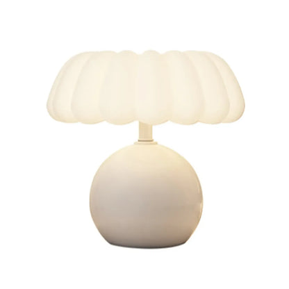 Pumpkin-Shape White Resin LED Table Lamp in 3 Color Light