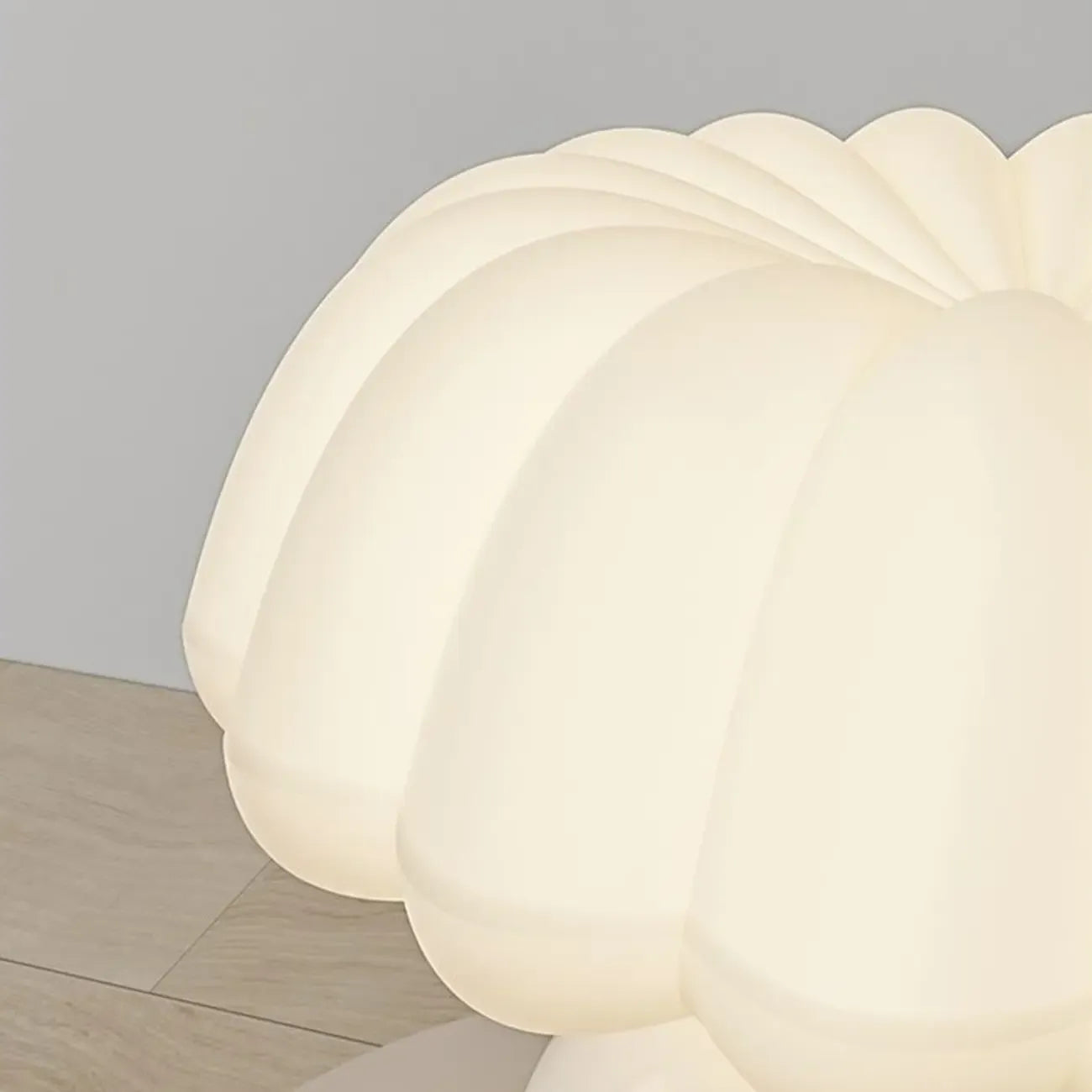 Pumpkin-Shape White Resin LED Table Lamp in 3 Color Light