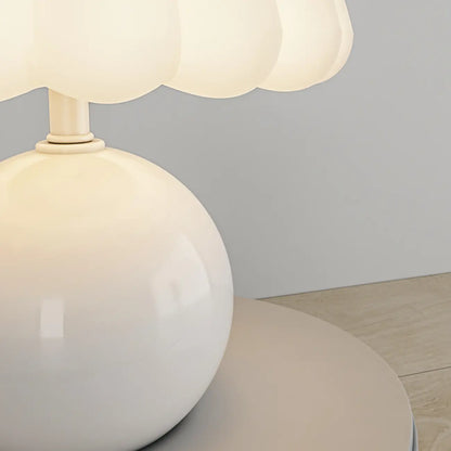 Pumpkin-Shape White Resin LED Table Lamp in 3 Color Light