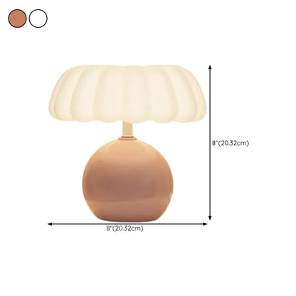 Pumpkin-Shape White Resin LED Table Lamp in 3 Color Light