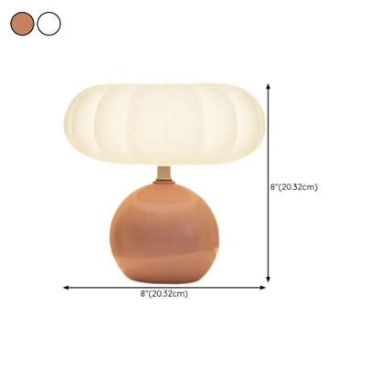 Pumpkin-Shape White Resin LED Table Lamp in 3 Color Light