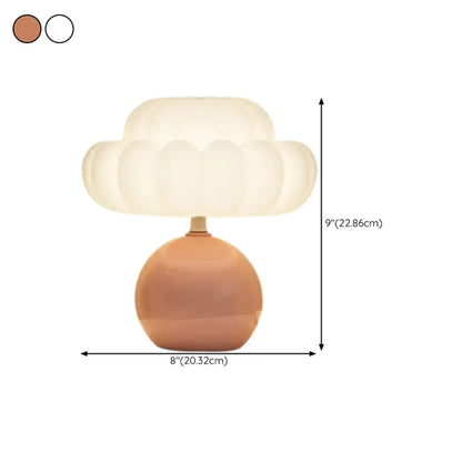 Pumpkin-Shape White Resin LED Table Lamp in 3 Color Light