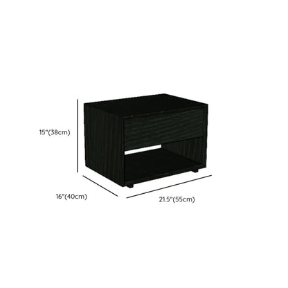 Modern Black Bedside Table with Drawer Storage