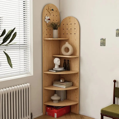 Avocado Green Wood Corner Storage Art Display Cabinet
