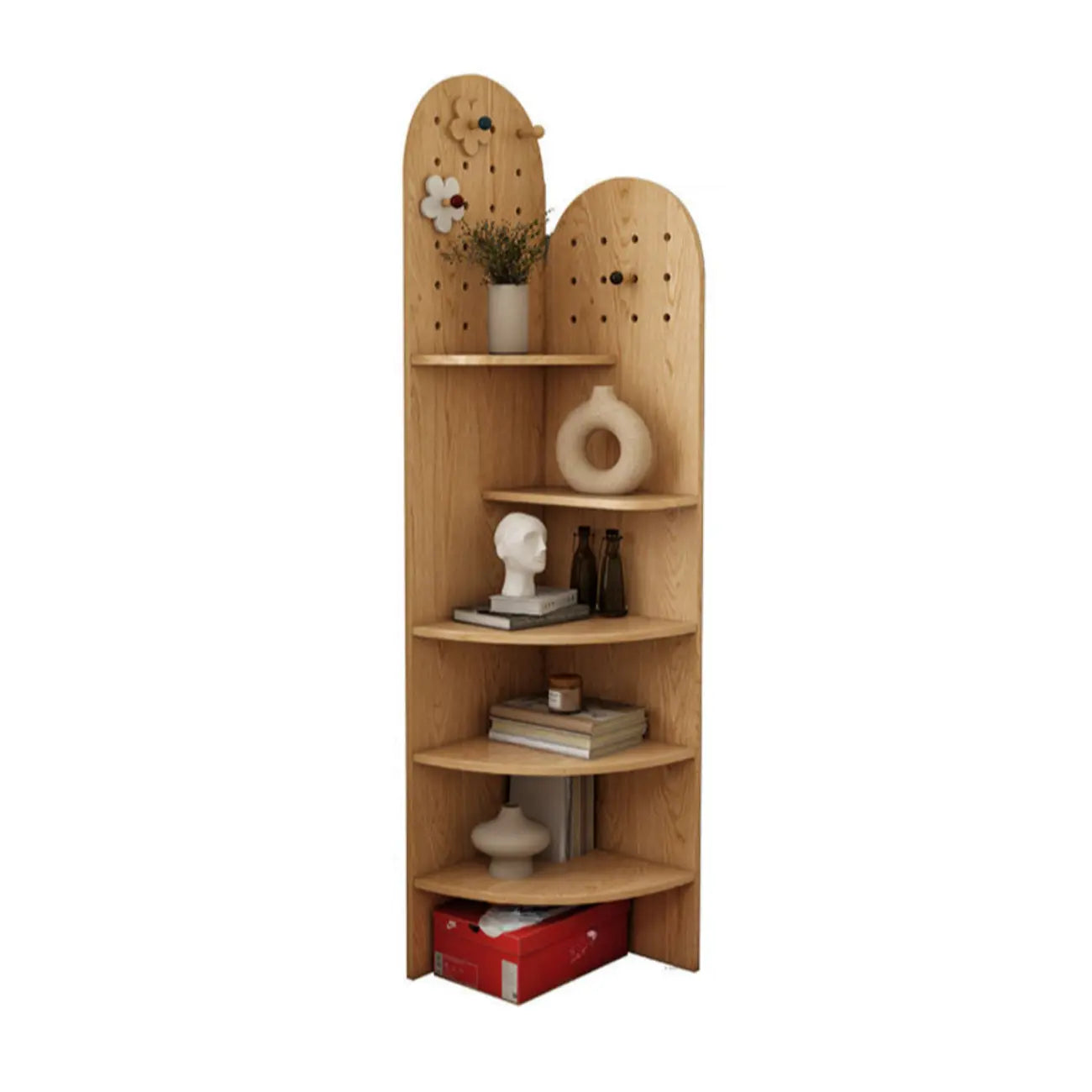 Avocado Green Wood Corner Storage Art Display Cabinet