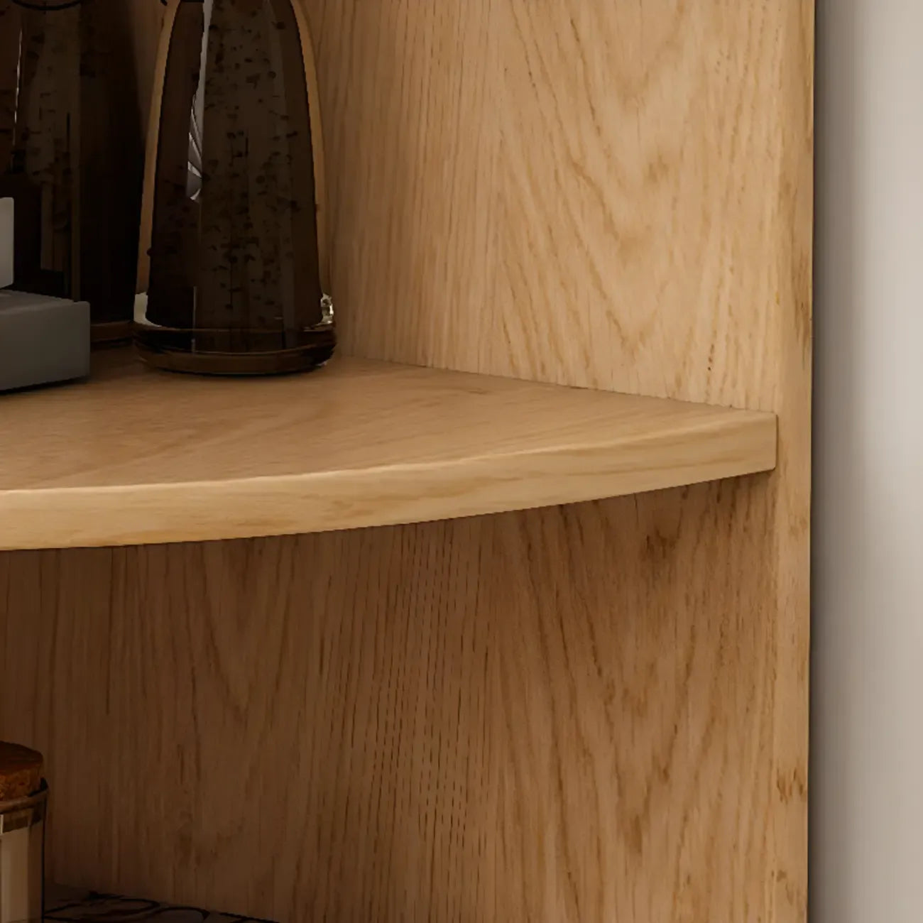 Avocado Green Wood Corner Storage Art Display Cabinet