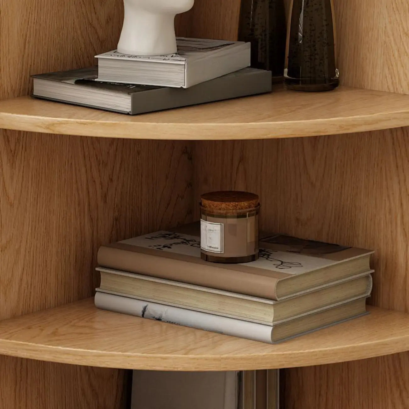 Avocado Green Wood Corner Storage Art Display Cabinet
