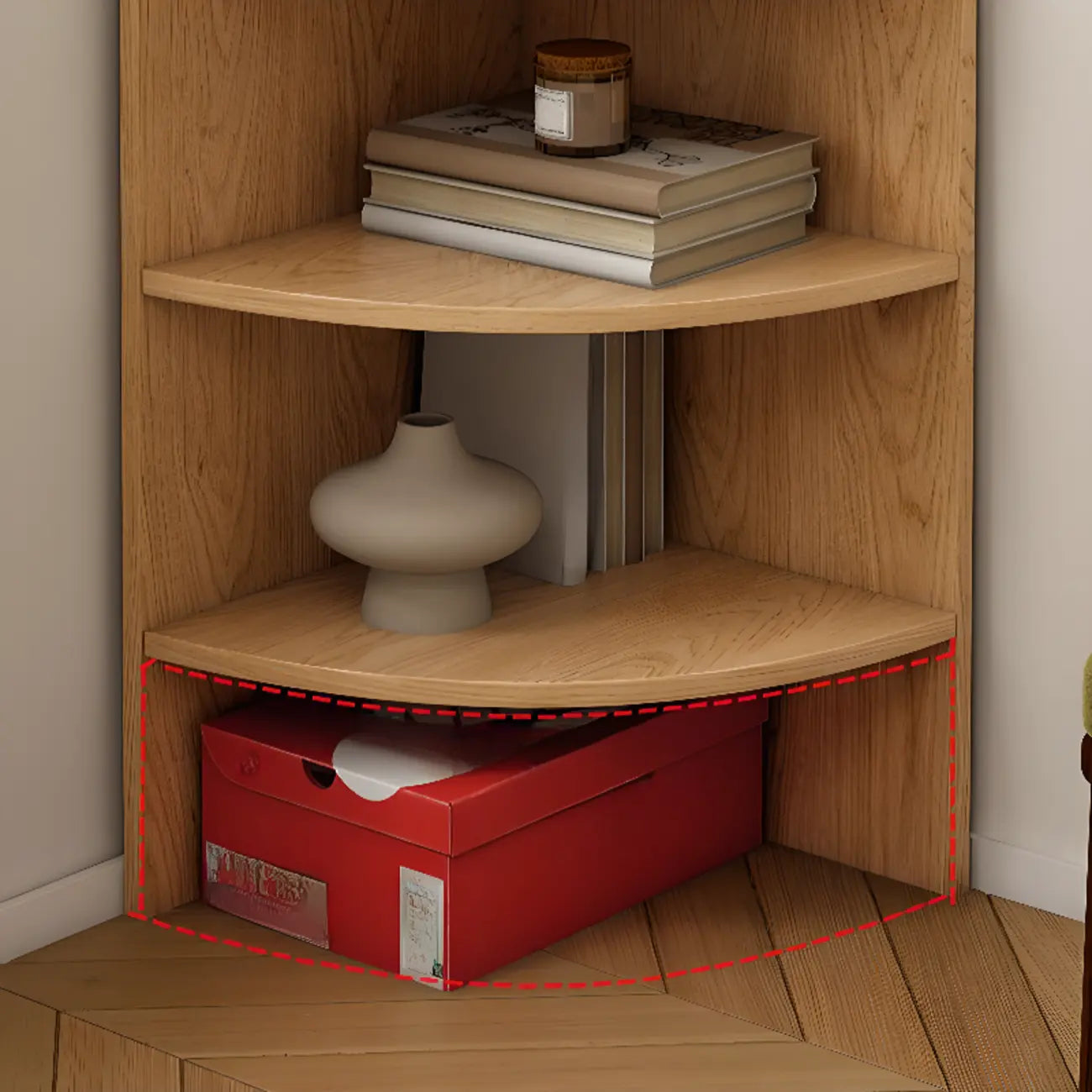 Avocado Green Wood Corner Storage Art Display Cabinet