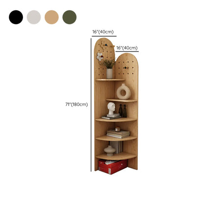 Avocado Green Wood Corner Storage Art Display Cabinet