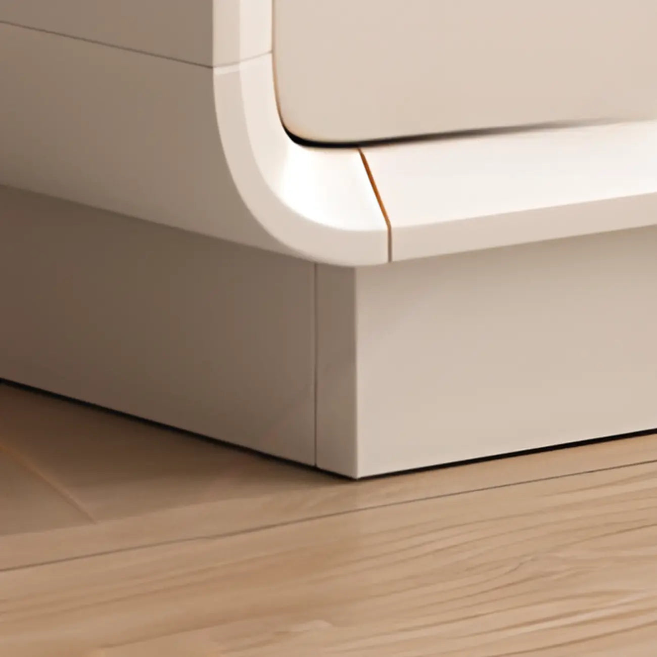 Minimalist White Wooden TV Stand with Open Storage and Drawers