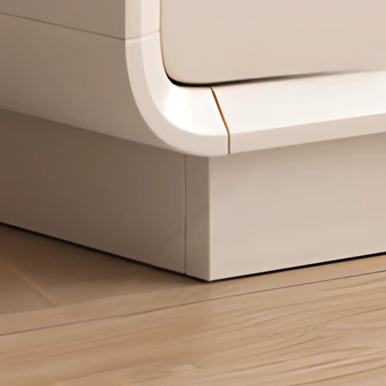 Minimalist White Wooden TV Stand with Open Storage and Drawers