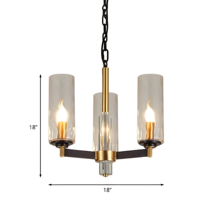 Modern Stylish Black-Gold Cylinder Glass Chandelier