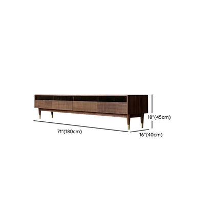 94.5 Long Brown Wood Walnut Fluted TV Stand with Drawers