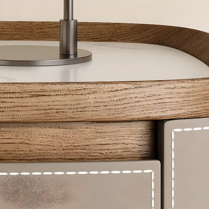 Trendy Low Tray-Top 2 Layer Solid Wood Nightstand