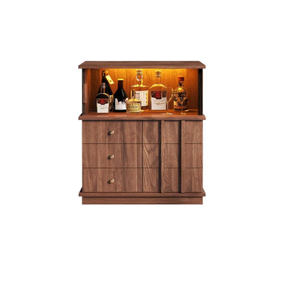 Modern Nut-brown Freestanding Wood Wine Bar Cabinet