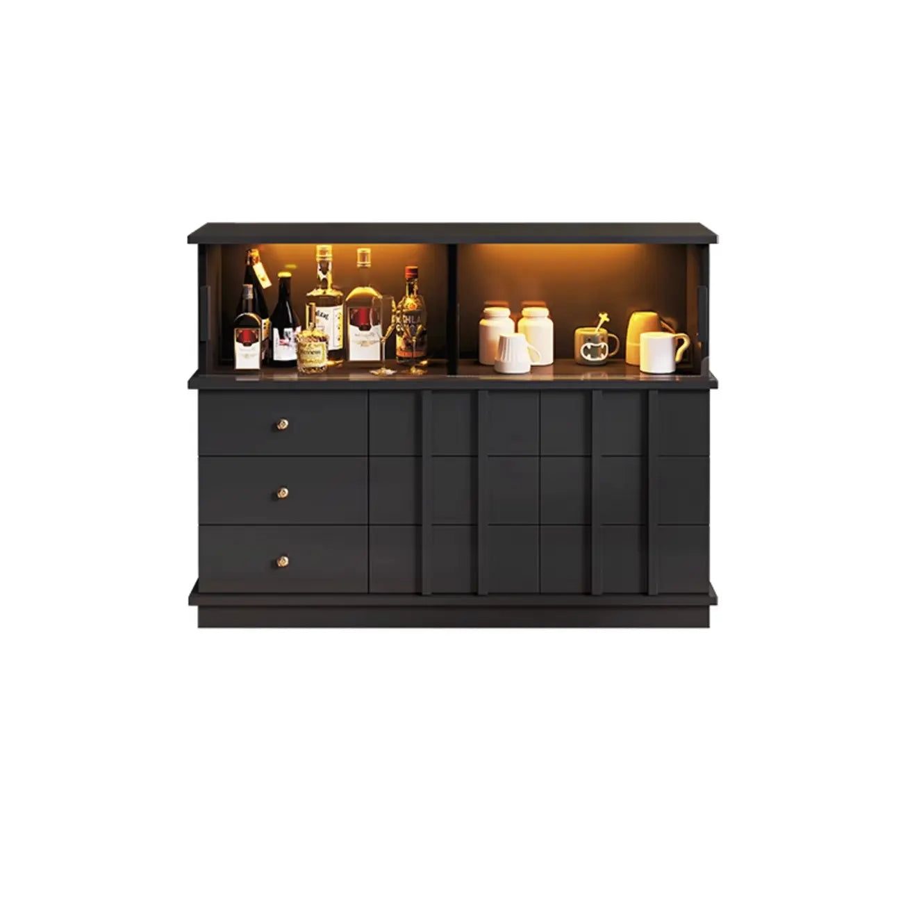 Modern Nut-brown Freestanding Wood Wine Bar Cabinet