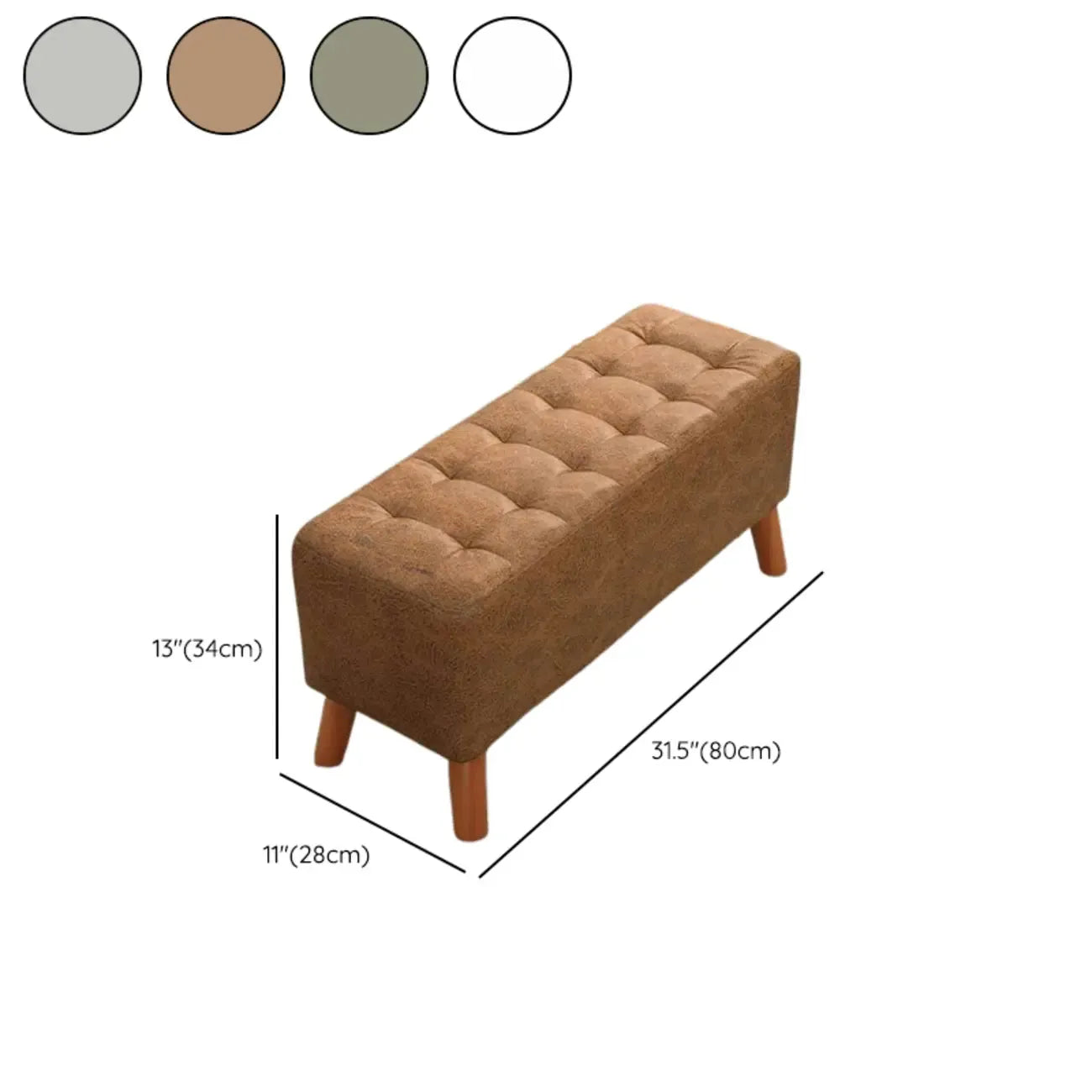Modern Upholstered Brown Rectangular Bench for Living Room