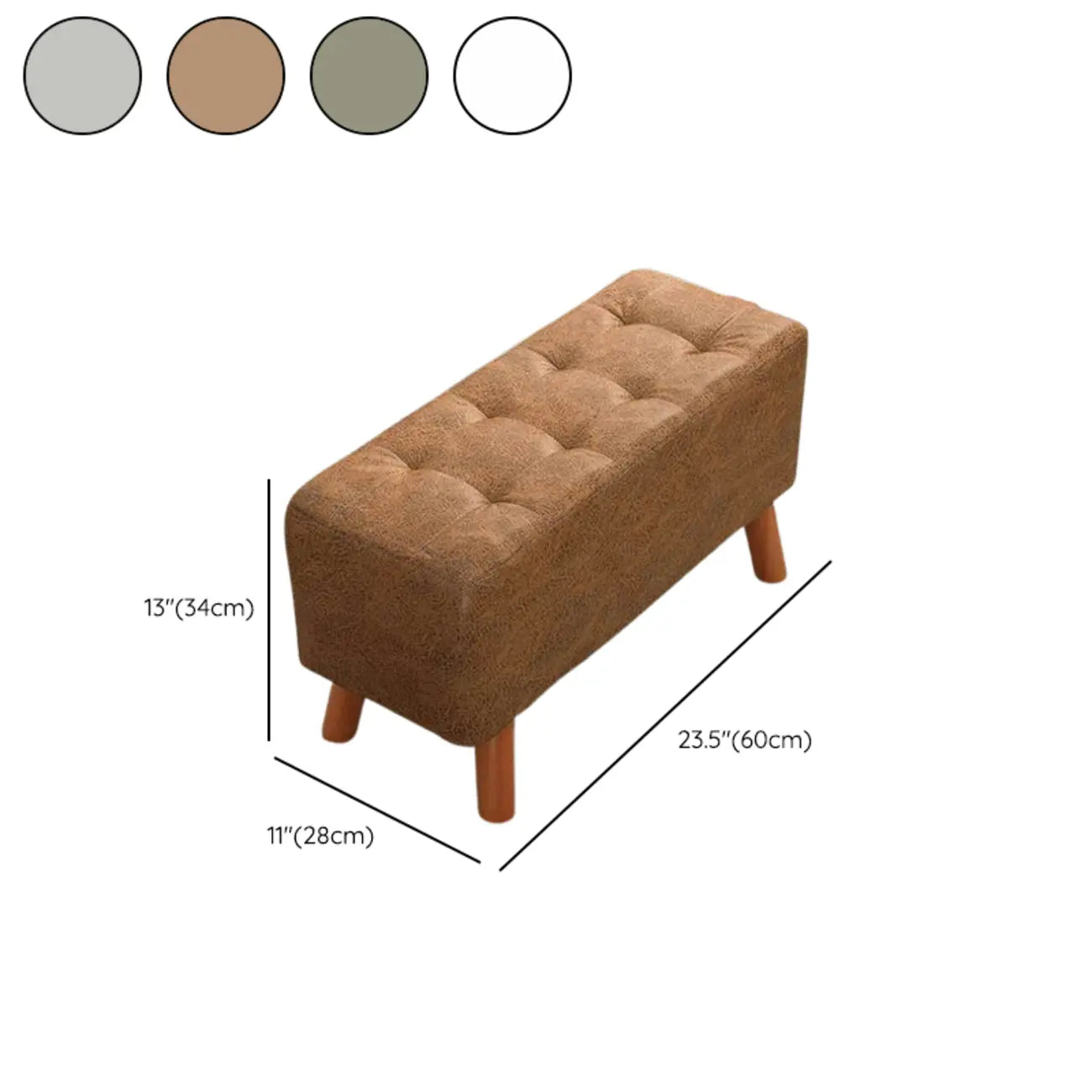 Modern Upholstered Brown Rectangular Bench for Living Room