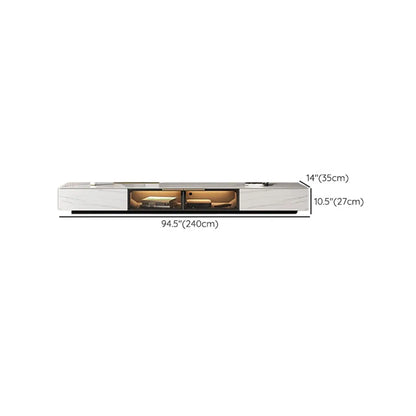 Black Modern Stone Rectangle Drawers TV Stand with LED Lights