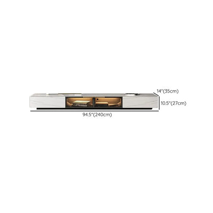 Black Modern Stone Rectangle Drawers TV Stand with LED Lights