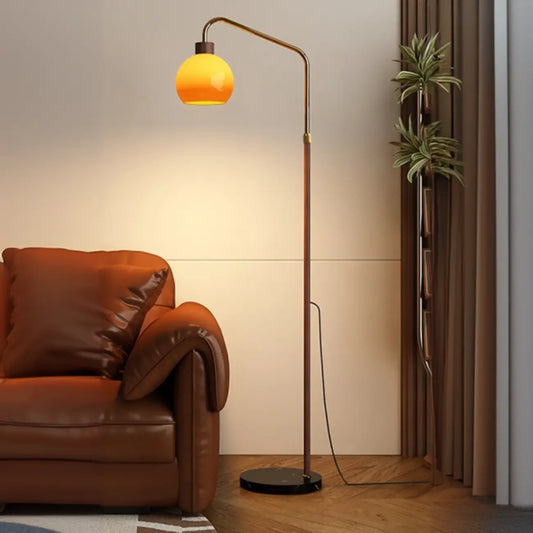 Simplistic Metal Glass Dome Arc Floor Lamp with Tray Table