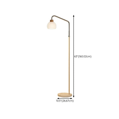 Simplistic Metal Glass Dome Arc Floor Lamp with Tray Table