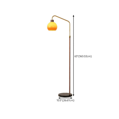 Simplistic Metal Glass Dome Arc Floor Lamp with Tray Table