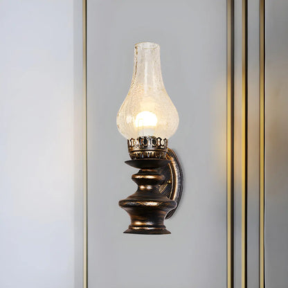 Industrial Brass Vintage Candle Glass Shade Wall Lamp
