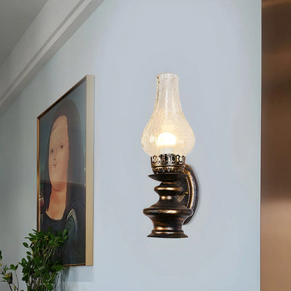 Industrial Brass Vintage Candle Glass Shade Wall Lamp