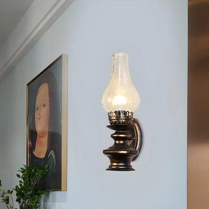 Industrial Brass Vintage Candle Glass Shade Wall Lamp