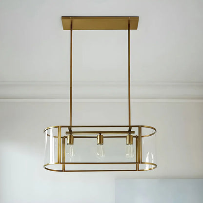 3-Light Modish Modern Gold Glass Island Pendant Light for Kitchen