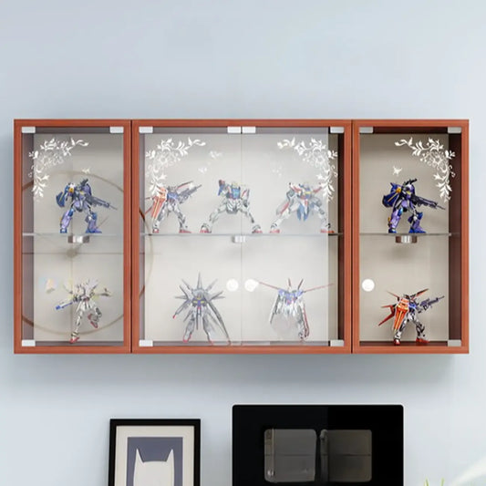 Wall-Mounted Wooden Enclosed Display Cabinet for Collectibles