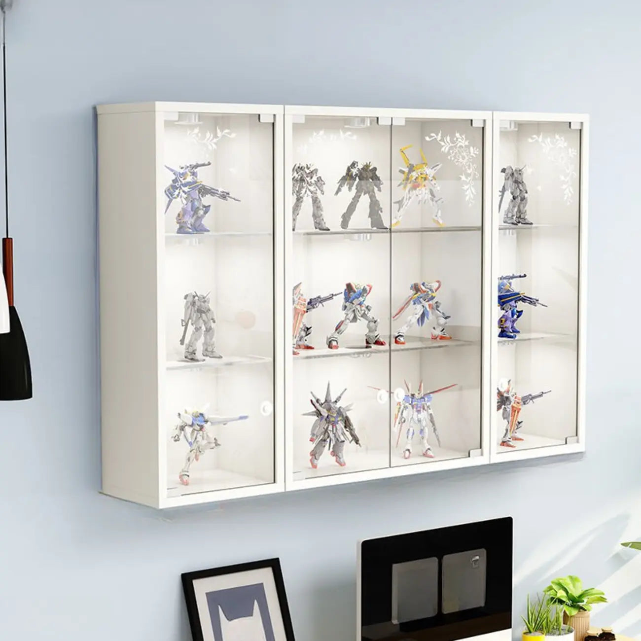 Wall-Mounted Wooden Enclosed Display Cabinet for Collectibles