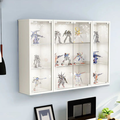 Wall-Mounted Wooden Enclosed Display Cabinet for Collectibles