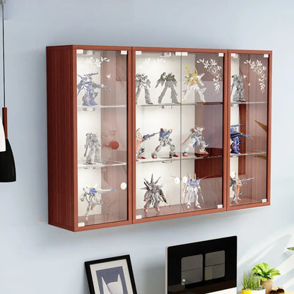 Wall-Mounted Wooden Enclosed Display Cabinet for Collectibles