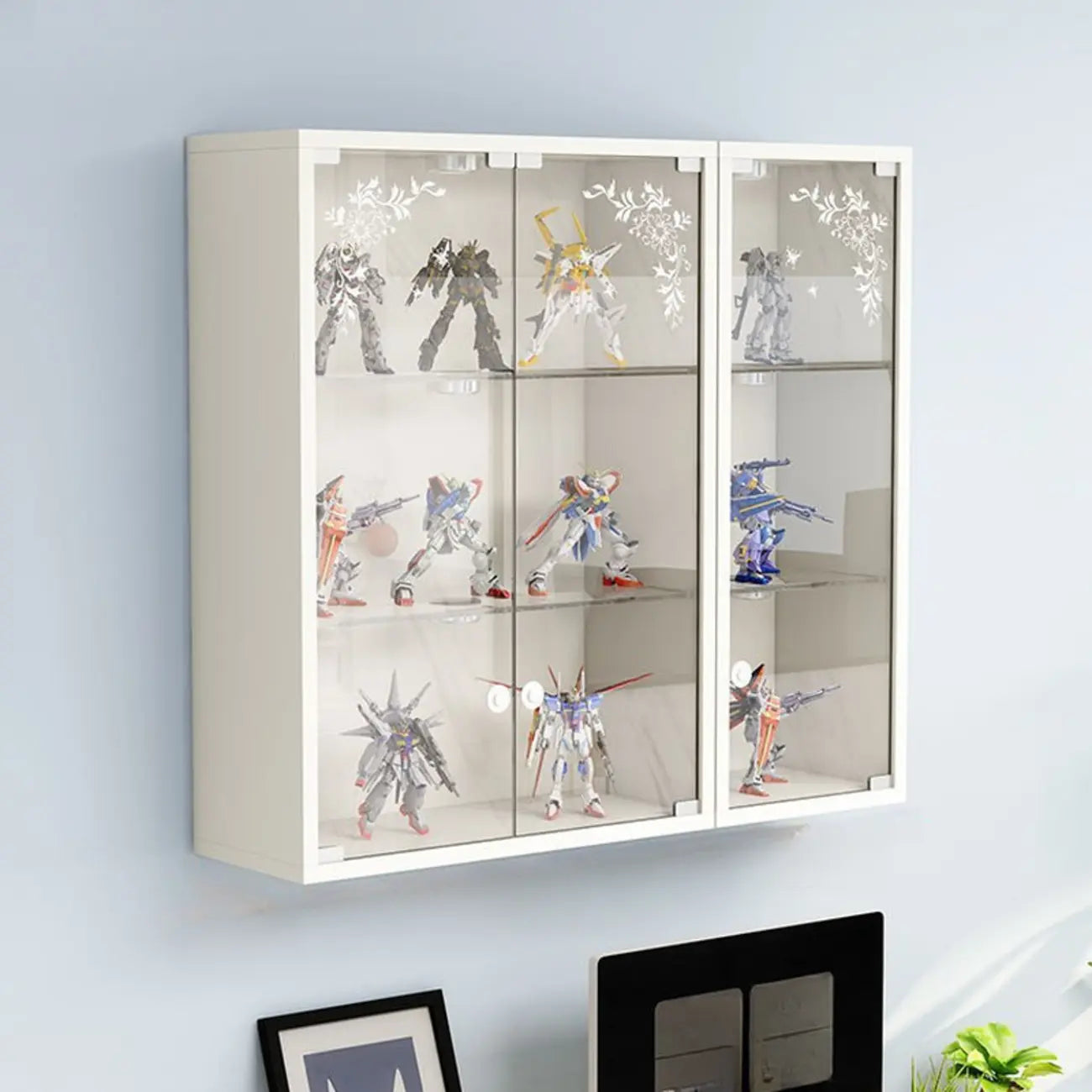 Wall-Mounted Wooden Enclosed Display Cabinet for Collectibles