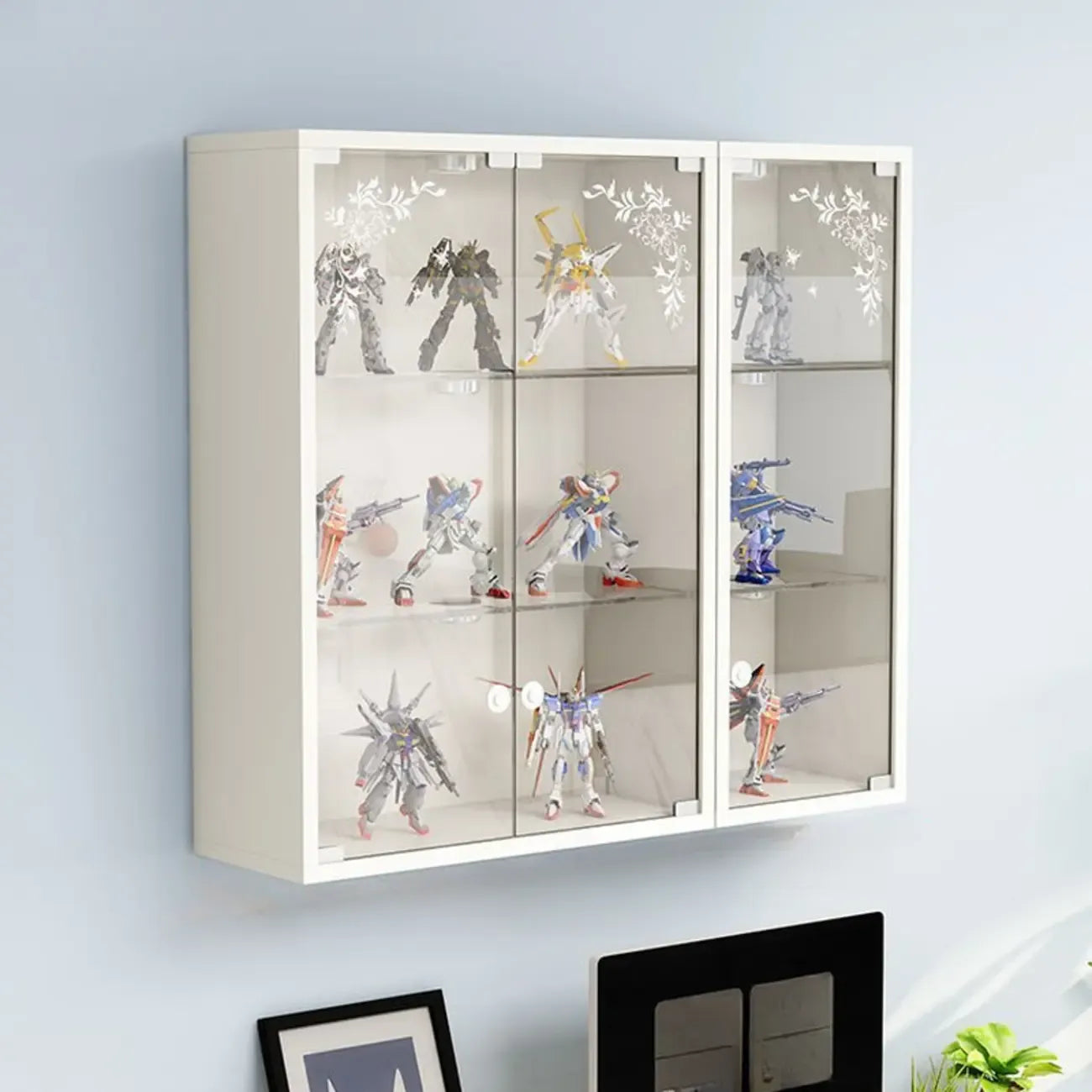 Wall-Mounted Wooden Enclosed Display Cabinet for Collectibles