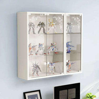 Wall-Mounted Wooden Enclosed Display Cabinet for Collectibles