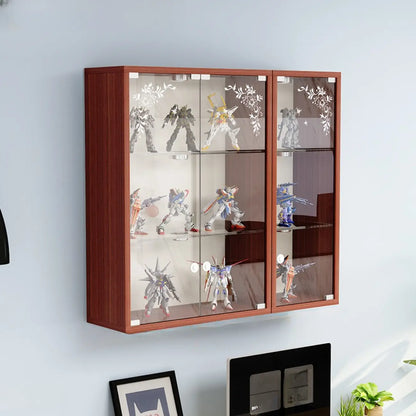 Wall-Mounted Wooden Enclosed Display Cabinet for Collectibles