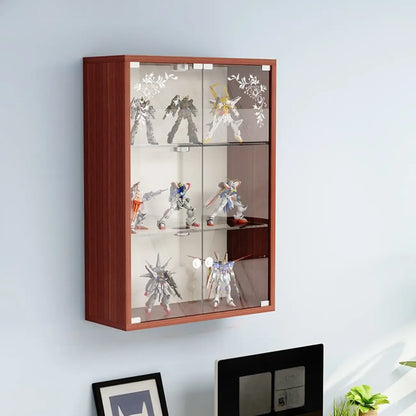 Wall-Mounted Wooden Enclosed Display Cabinet for Collectibles