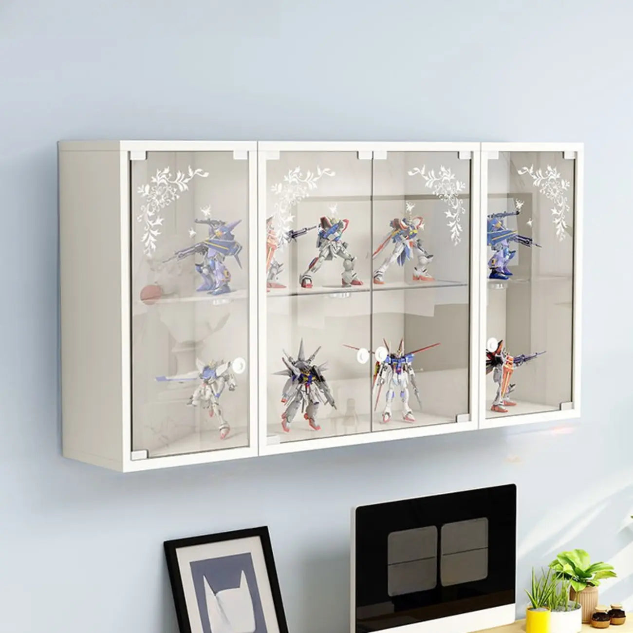 Wall-Mounted Wooden Enclosed Display Cabinet for Collectibles