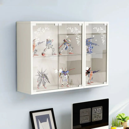 Wall-Mounted Wooden Enclosed Display Cabinet for Collectibles