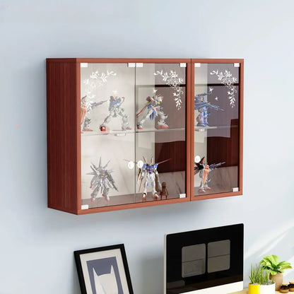 Wall-Mounted Wooden Enclosed Display Cabinet for Collectibles