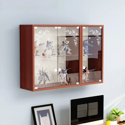 Wall-Mounted Wooden Enclosed Display Cabinet for Collectibles